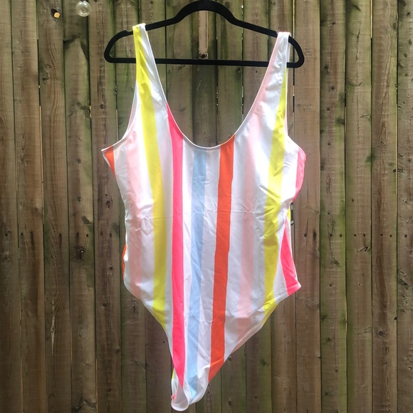 Boohoo Plus Other - Bright Striped One Piece